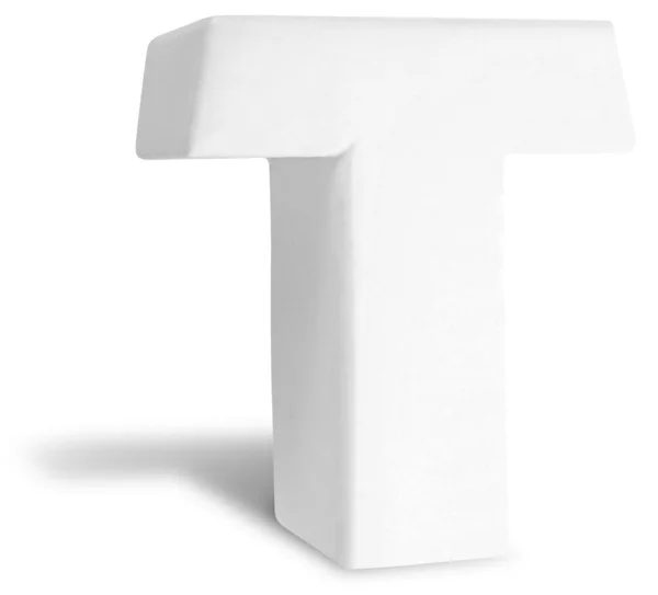 White Dimensional Deco Letter T — Stock Photo, Image