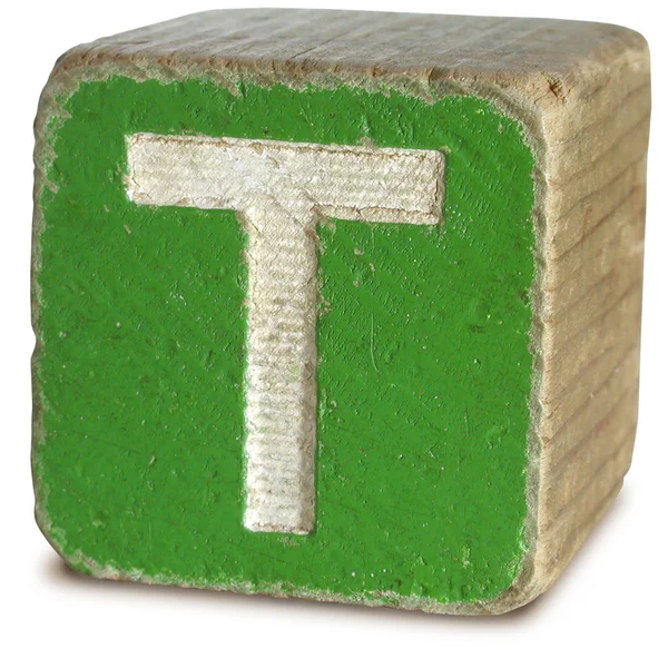 Drewniany blok litera t — Zdjęcie stockowe