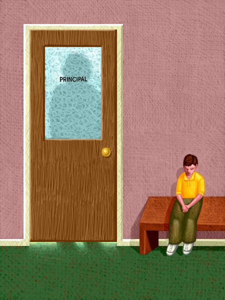Illustration of Kid Sitting Outside Principal's Office