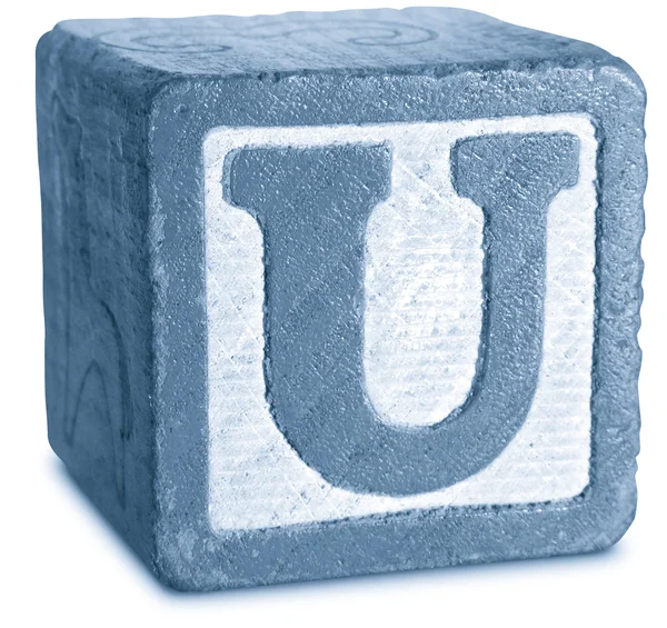 Photograph of Blue Wooden Block Letter U — Stock Photo, Image