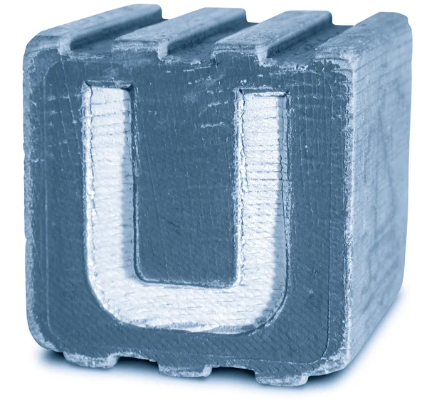 Photograph of Blue Wooden Block Letter U — Stock Photo, Image