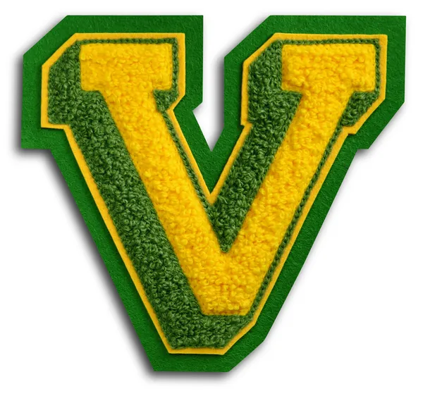 Photograph of School Sports Letter - Green and Yellow V — Stock Photo, Image