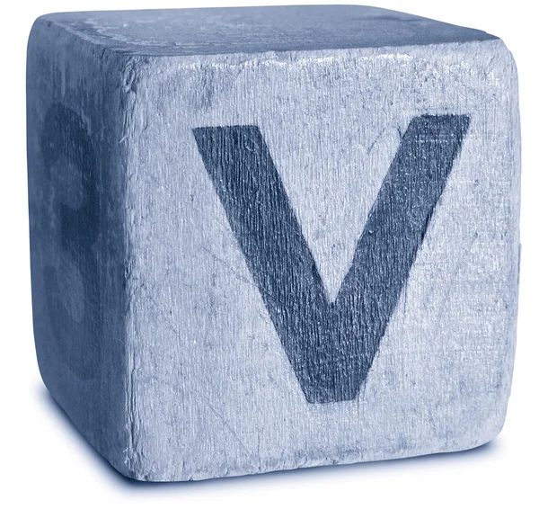 Foto van blauwe houten blok letter v — Stockfoto
