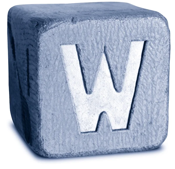 Fotografia do bloco de madeira azul letra W — Fotografia de Stock