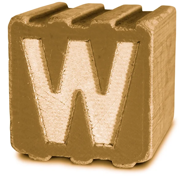 Photograph of Sepia Wooden Block Letter W — Stock Photo, Image