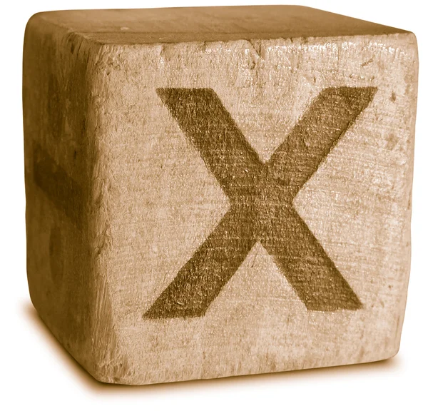 セピア色の木製ブロックの文字の写真 x — ストック写真