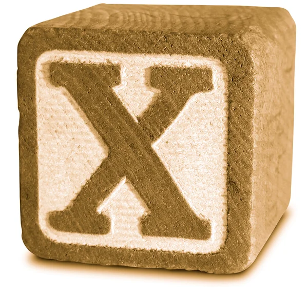 Photograph of Sepia Wooden Block Letter X — Stock Photo, Image