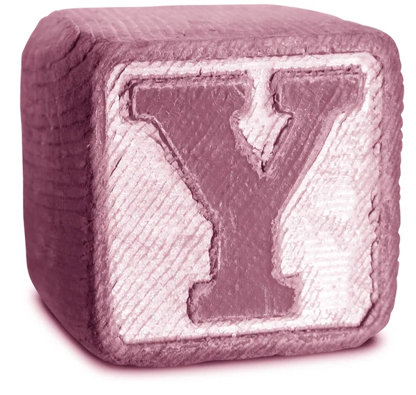 Фото Magenta Wooden Block Letter Y — стоковое фото