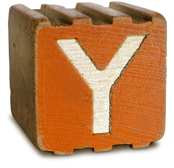 Фотографія сепія дерев'яні блок букву Y — стокове фото