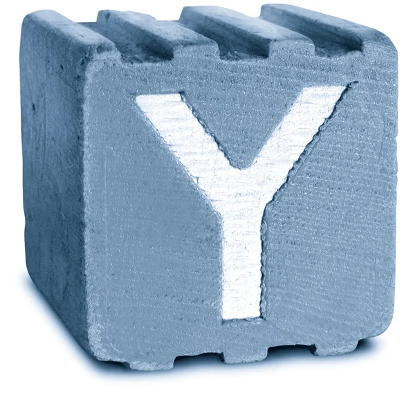Zdjęcie niebieski drewniany blok litery y — Zdjęcie stockowe