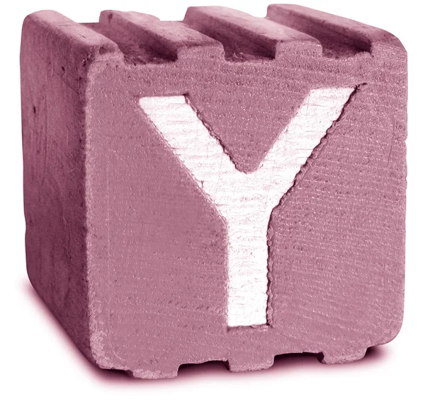 洋红色木制块字母 y 的照片 — 图库照片