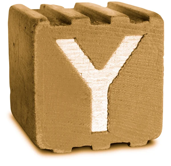 セピア色の木製のブロック文字 y の写真 — ストック写真