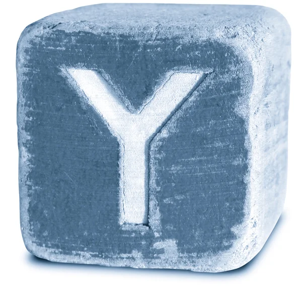 Фотография письма Голубого деревянного блока Y — стоковое фото