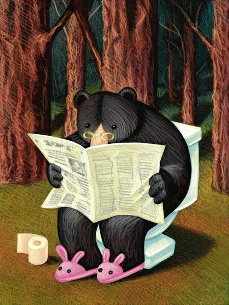Ilustração de Urso em Bosques — Fotografia de Stock