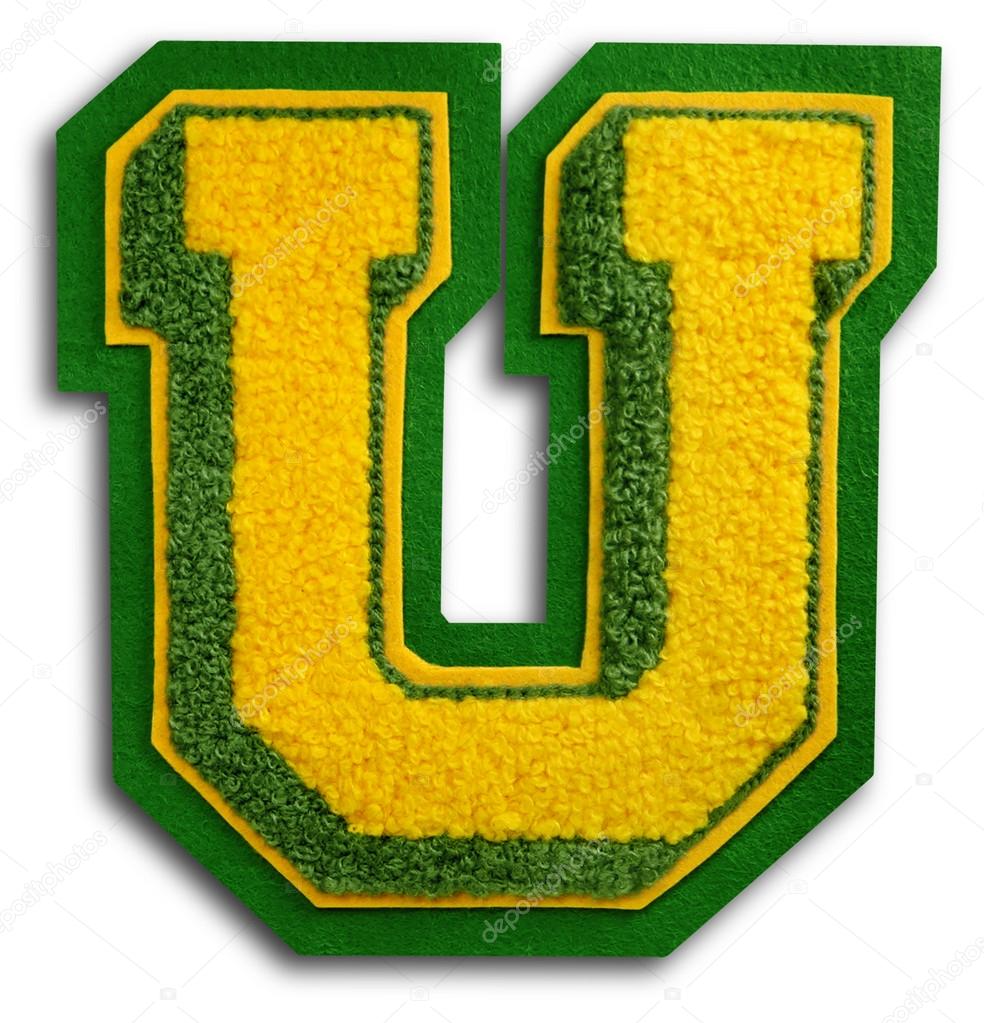 Photograph of School Sports Letter - Green and Yellow U