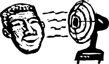 vektör çizim tarafından fan soğutmalı adam