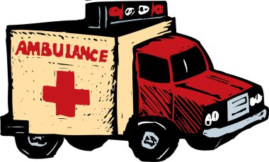 Woodcut Illustration of Ambulance clipart