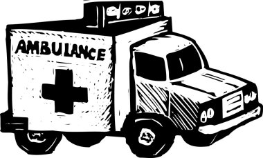 Ambulans gravür çizimi