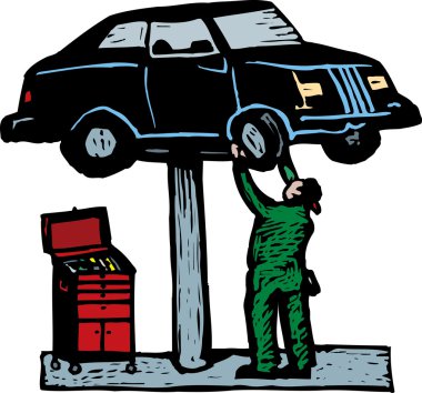 otomatik mekanik lift üzerinde araç çalışan