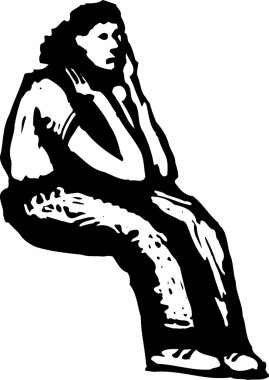 depresif kadın vektör çizim