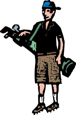 Golf sopaları taşıyan genç çocuk taşıyıcı