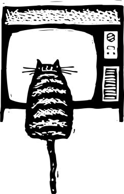 gravür illüstrasyon kedi