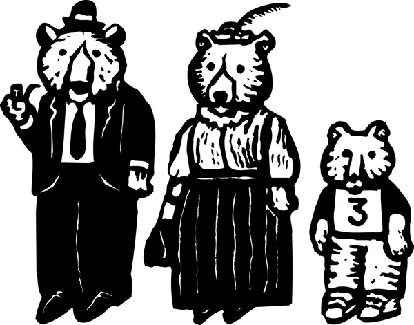 3 Osos - Papa Bear, Mama Bear y Baby Bear — Archivo Imágenes Vectoriales