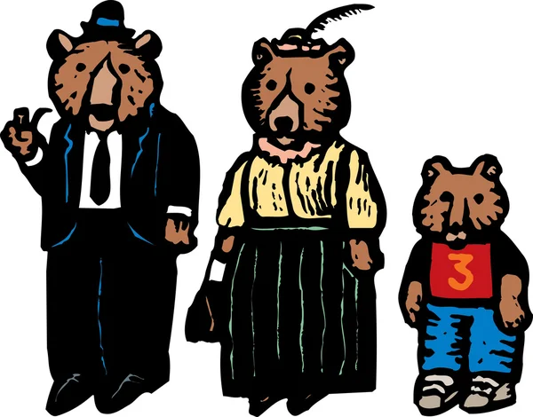 3 björnar - papa bear, mama bear och baby Björn — Stock vektor