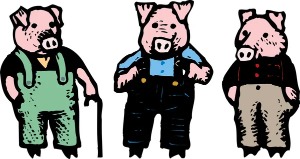 3 Pigs — Stock Vector