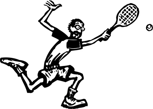 Vector Illustration of Man Playing Tennis — Stock Vector