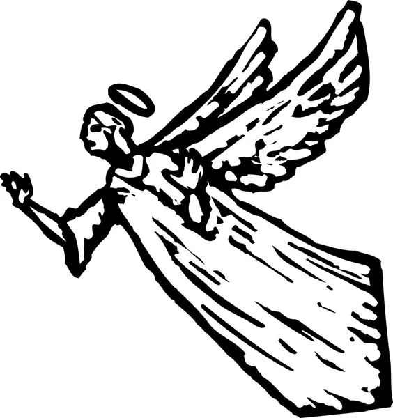 Dřevořezná ilustrace anděla — Stockový vektor