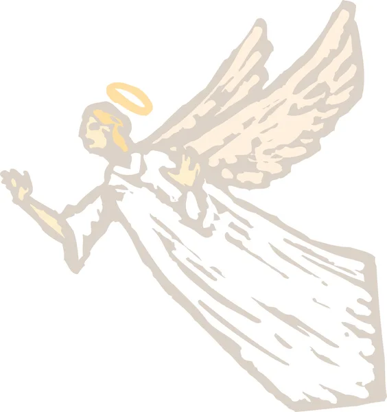 Dřevořezná ilustrace anděla — Stockový vektor