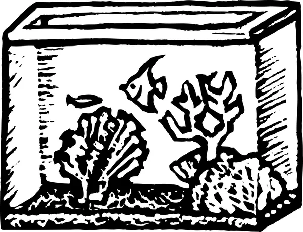 Woodcut ілюстрації акваріум — стоковий вектор