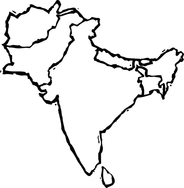 Vektorillustration der Karte des asiatischen Subkontinents — Stockvektor