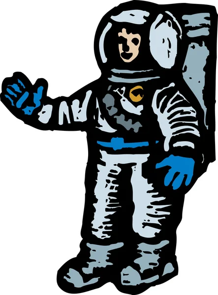 Träsnitt illustration av astronaut — Stock vektor