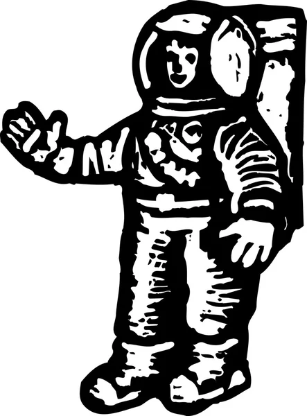 Woodcut illustration of Astronaut — Stock Vector