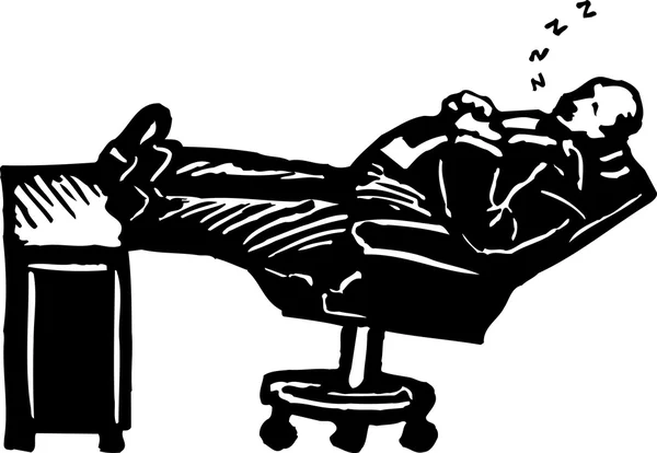 Векторная иллюстрация того, как бизнесмен спит за столом — стоковый вектор