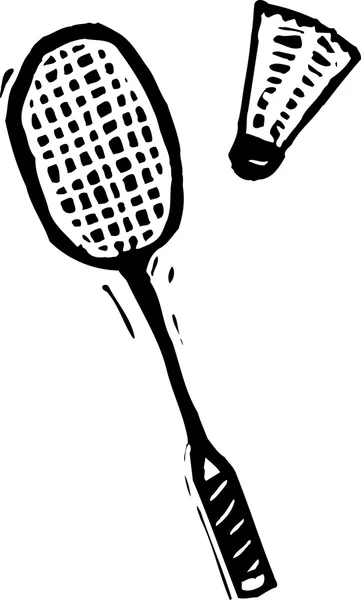 Ilustração vetorial de Badminton Racquet e Birdie — Vetor de Stock