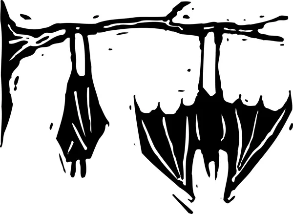 Holzschnitt-Illustration von Fledermäusen — Stockvektor