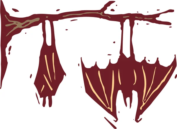 Woodcut illustration of Bats — Stock Vector