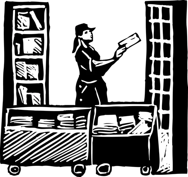 Postarbejder Sortering Mail – Stock-vektor