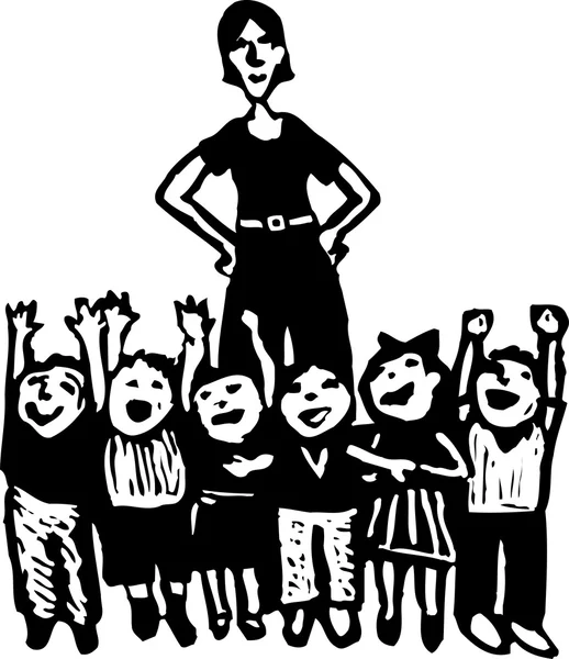 Vorschullehrerin und Klasse von Kleinkindern — Stockvektor