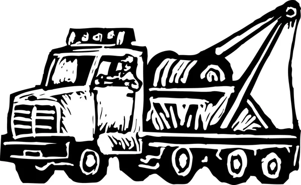 Holzschnitt-Illustration des Abschleppwagens — Stockvektor