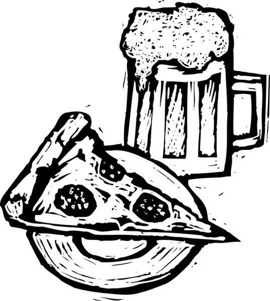 Cerveza y Pizza — Archivo Imágenes Vectoriales