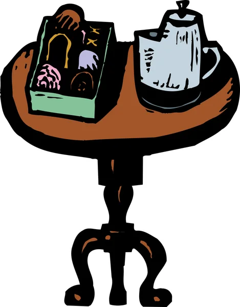 Mesa com café e rosquinhas — Vetor de Stock