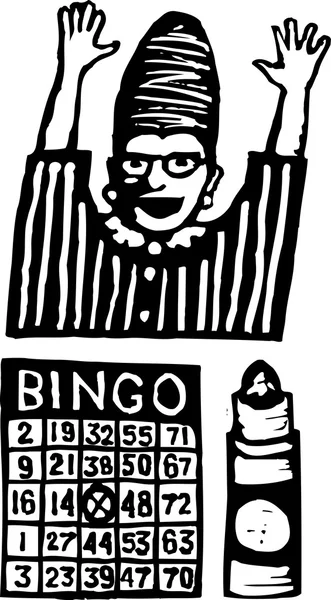 Träsnitt illustration av bingo — Stock vektor