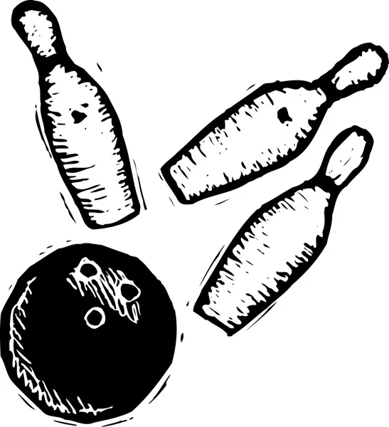 Black and white bowling ball with pins — Stock Vector © Noedelhap 31499309