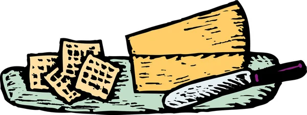Kaas en crackers — Stockvector