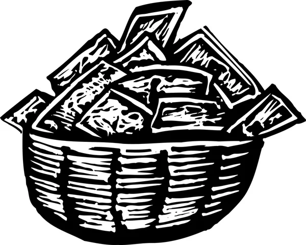 Woodcut ilustração do dinheiro Bushel —  Vetores de Stock