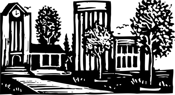 Ilustrație vectorială a campusului — Vector de stoc